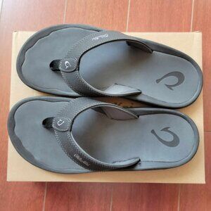 OluKai 'Ohana Men's Beach Sandals - Black/Dark Shadow